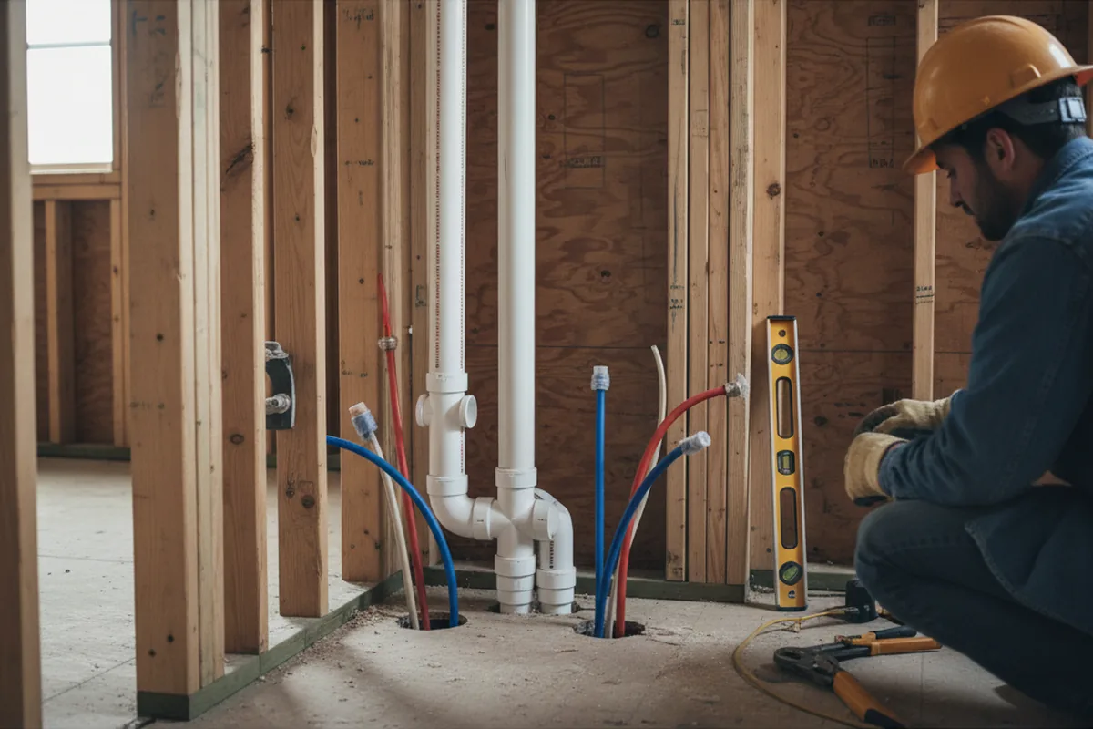 Drain and supply rough-in during Drain Cleaning in Lubbock