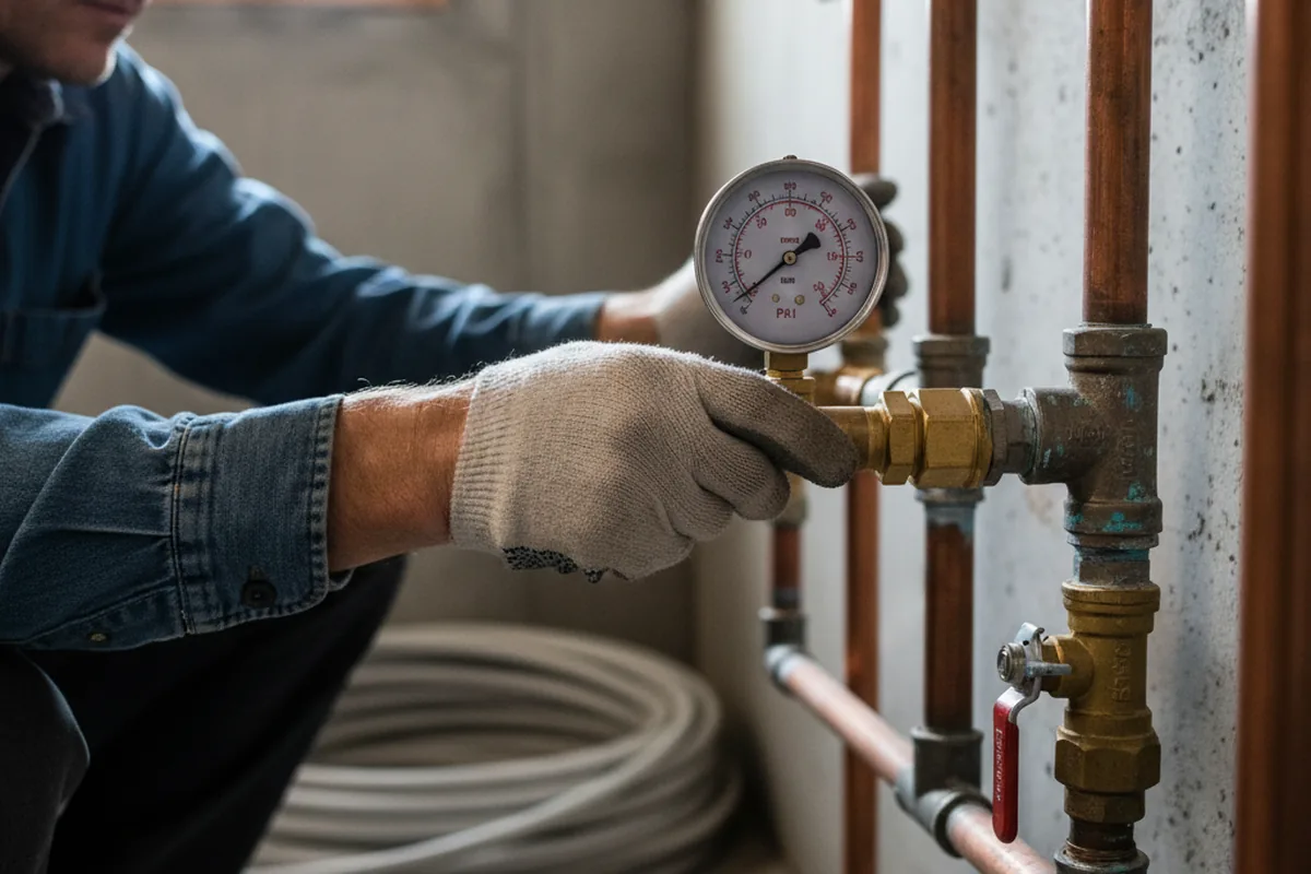 Pressure testing a repaired line during Water Line Repair in Lubbock